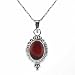 Sterling Silver Genuine Carnelian Stone Bali Bead Pendant