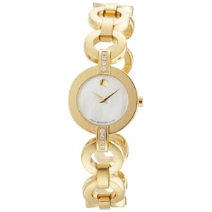 Movado Women's 606264 Belamoda Gold-Plated Mother of pearl Round Dial Bracelet Watch