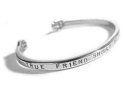 Engraved Sterling Silver Cuff Bracelet - "A True Friend Should Be Held With Both Hands"