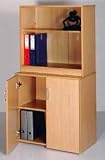 Low Oak Bookcase with Glass Sliding Doors