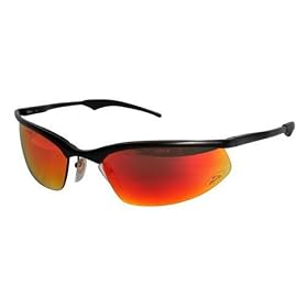 AO Safety 93202 Orange County Chopper Eyewear with Red Mirror, Black/Red