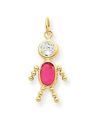 14k Yellow Gold October Boy Male CZ Birthstone Kid Charm Pendant