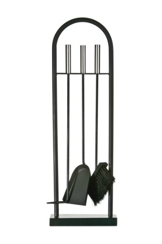 Premier Housewares Black Iron Companion Set With Stainless Steel Handles Includes Brush/ Shovel/ Poker, 3-piece Picture