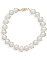 8 Inch 14k Yellow Gold 7.5-8mm Freshwater Pearl Bracelet