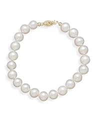 7 Inch 14k Yellow Gold 7.5-8mm Freshwater Pearl Bracelet