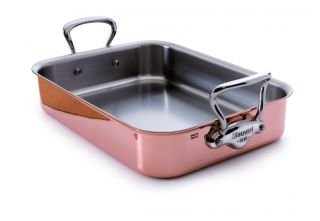 Mauviel Cuprinox Style 16-by-12-Inch, 8-1/2-Quart Copper Roasting Pan