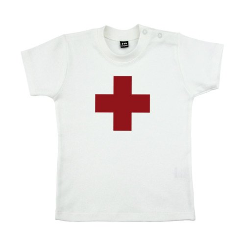 Baby – Kleinkinder T-Shirt – Schweizer Kreuz – Textil white / Motiv rot Gr. 12-18 Monate