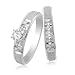 10K White Gold 0.14 Carat Diamond Bridal Ring Set Size 7