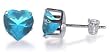 8 MM Heart Aquamarine Cubic Zirconia .925 Sterling Silver Post Back Stud Earrings