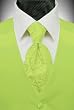 Lime Solid Satin Vest with Coordinating Tapestry Tie