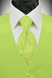 Lime Solid Satin Vest with Coordinating Tapestry Tie