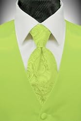 Lime Solid Satin Vest with Coordinating Tapestry Tie