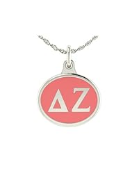Delta Zeta Sorority Charm Pendant. Solid Sterling Silver with Enamel