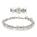 White Pearl Heart ID Pendant Bracelet in Sterling Silver 8 inch