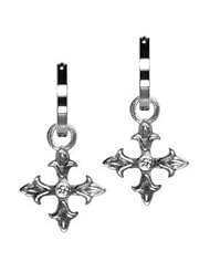 Oliver Smith Jeweler Cross Fleury Charm in Silver with Diamonds
