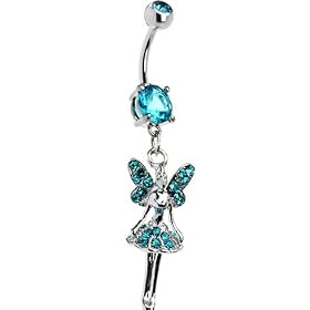Zircon Blue Cubic Zirconia Princess Fairy Belly Ring