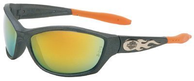 Harley-Davidson HD1003 Safety Glasses with Gunmetal Frame and Orange Mirror Tint Anti-Fog Hardcoat Lens On Sale