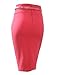 LE3NO Womens Fitted High Waisted Midi Skirt with Faux Leather Belt