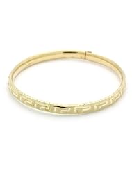14K Yellow Gold 6mm Diamond Cut Greek Simbol 2.5 Diameter Adjustable Bangle Bracelets
