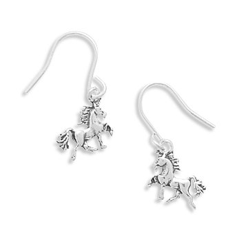 Children's French Wire Earrings with Prancing Unicorn Charm