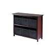 Verona 2-Section W Storage Shelf with 6 Foldable Black Fabric Baskets By Winsome Furniture