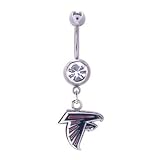 Atlanta Falcons 316L Stainless Steel Belly Ring with Cubic Zirconia - 14G - 5/8 Inch Bar Length - Sold Individually