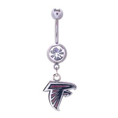 Atlanta Falcons 316L Stainless Steel Belly Ring with Cubic Zirconia - 14G - 5/8 Inch Bar Length - Sold Individually