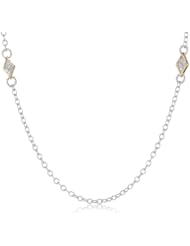 18k Gold Plated Sterling Silver Diamond Station Necklace (1/5 cttw, I-J Color, I2-I3 Clarity), 36"