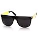 Retro Fashion Metal Arm Flat Top Horn Rimmed Sunglasses (Shiny-Black)