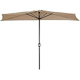 Trademark Innovations Patio Half Umbrella, Tan, 9-Feet