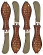 Decorative Pate Knife with Carved Wood Brown Fish Handle Set of Four