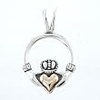 Round Claddagh Pendant in 14kt Gold and Sterling Silver , #8488