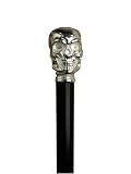 Walking Cane - Skull, this walking stick cane has a metal handle with chrome finish, hardwood shaft. This walking aid has a a weight capacity of 250 pounds and 36 inches long