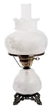 White Etched Rose Night Light Hurricane Table Lamp