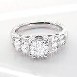 2.20 Carat Round Brilliant with Baguette Diamond Engagement Ring in 18ct Solid White Gold