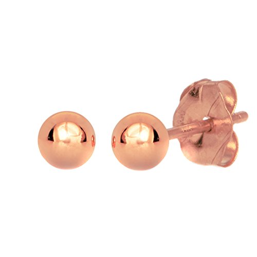 14k Real Rose Gold 3 mm Ball Stud Earrings Gold Friction Backs