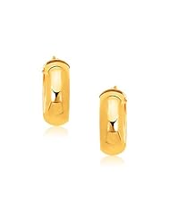 14K Yellow Gold Wide Medium Hoop Earrings with Snap Lock