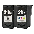 PG210 XL CL211 XL High Capacity Remanufactured CANON 2-Pack Printer Ink Cartridge PG-210 CL-211 Black/Color Cartridges for PIXMA iP2702 MP240 MP250 MP270 MP280 MP480 MP490 MP495 MX320 MX330 MX340 Wireless MX350 Wireless