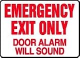 EMERGENCY EXIT ONLY DOOR ALARM WILL SOUND 7 x 10 Adhesive Vinyl Sign
