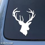DEER HEAD - Hunting Buck - Car, Truck, Notebook, Vinyl Decal Sticker #1174 | Vinyl Color: White
