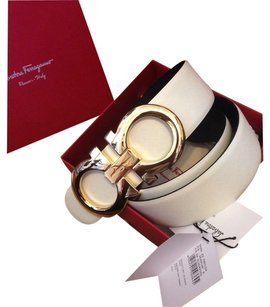 Salvatore Ferragamo Black/White Reversible Big Gold Buckle Belt