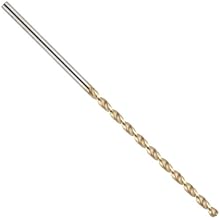 Precision Twist QC91G High Speed Steel Long Length Drill Bit, TiN Coated, Round Shank, Parabolic Flute, 135 Degree Point Angle