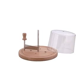 Zeller 25587 Set affetta formaggi con coperchio, legno/acciaio INOX, ø 22,5 x 15 cm