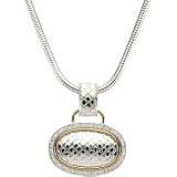 66554 Sterling & 14Ky Gold 1/3 Ct Tw Diamond Pendant On 18 Snake Chn