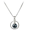 PearlsOnly Trinity Black 6-7mm AA Japanese Akoya Sterling Silver Pearl Pendant