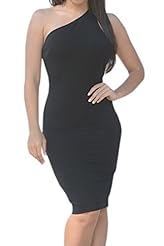 One Shoulder Polyester Bodycon Dress/Midi Dress 