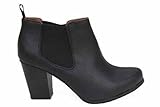 Womens Round Toe Ladies Heeled Chelsea Boots Shoes