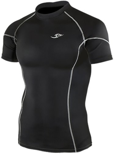 New 014 skin tight compression base layer black t shirt short sle…