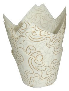 Golda's Kitchen Baking Cups - Tulip - White & Gold