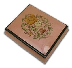 Beautiful Floral Inlayed Sorrento Pink Musical Jewelry Box